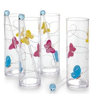 Butterfly Set of 4 Tom Collins Glasses